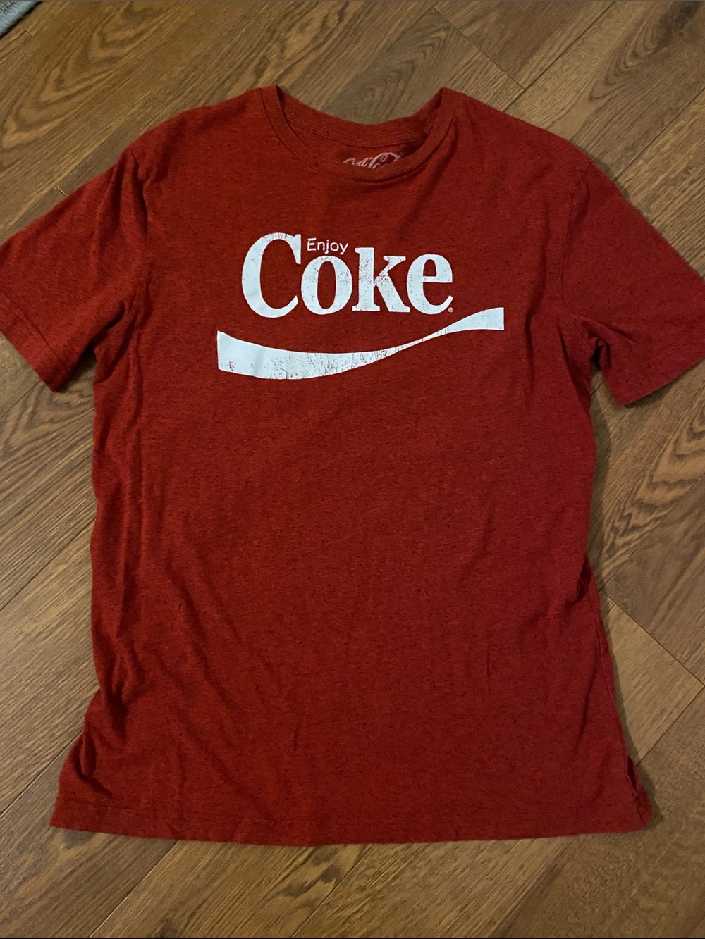 Coca Cola Red Short Sleeve Tee with White Logo - Men Size Medium